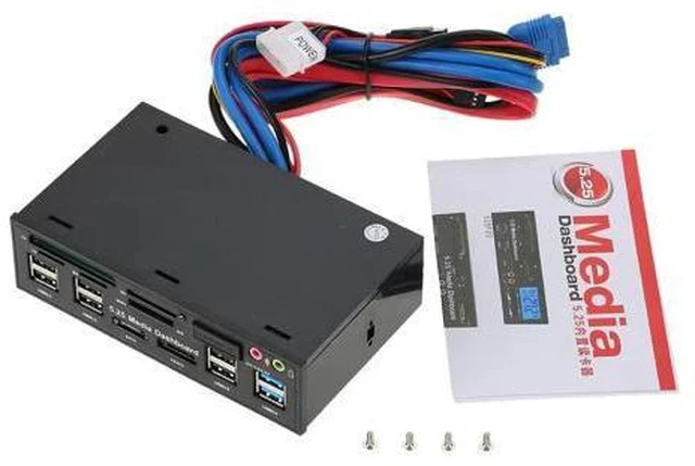 Alt view image 4 of 7 - USB 3.0 Hub eSATA SATA Port Internal Card Reader PC Dashboard Media Front Panel Audio