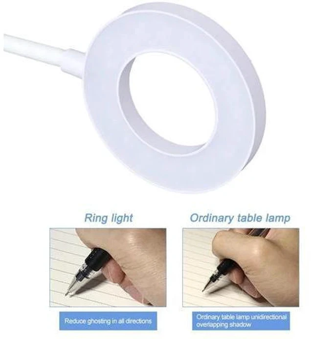 Alt view image 4 of 5 - LED Desk Lamp Touch Clip Study 3Modes Clip Lamp 7000K Eye Protection USB Light Dimmer Rechargeable Stepless Dimmable