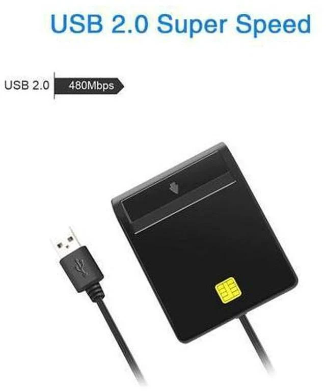 Main image of USB 2.0 480Mps Smart Card Reader SIM/ IC/CAC/ DNIE /ATM ID /Tax/Bank Card Reader High Quality Black