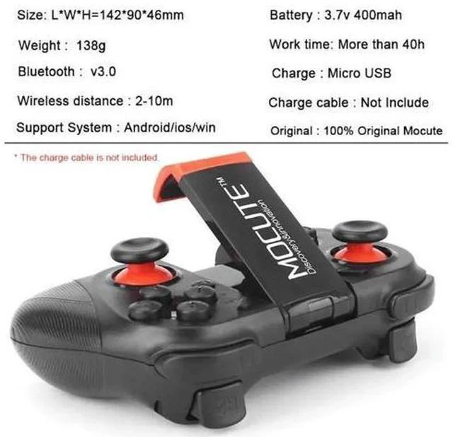 Alt view image 5 of 5 - 050/054/053 Bluetooth VR Gamepad Android Joystick Controller Selfie Shutter for PC Smart Phone+ Holder