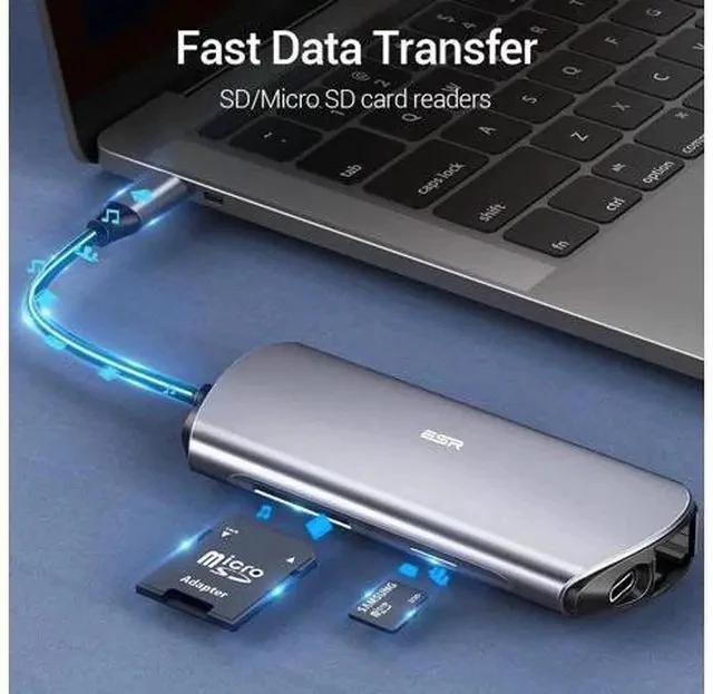 Alt view image 4 of 5 - 8-In-1 USB Type-C 3.1 Hub USB 3.0 Output Adapter Splitter Fast Speed Transfer TF SD Card Reader 6/8 Ports Charger Hub 6 in 1