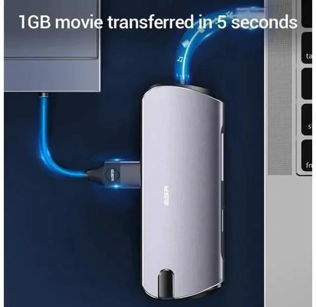Alt view image 5 of 5 - 8-In-1 USB Type-C 3.1 Hub USB 3.0 Output Adapter Splitter Fast Speed Transfer TF SD Card Reader 6/8 Ports Charger Hub 6 in 1
