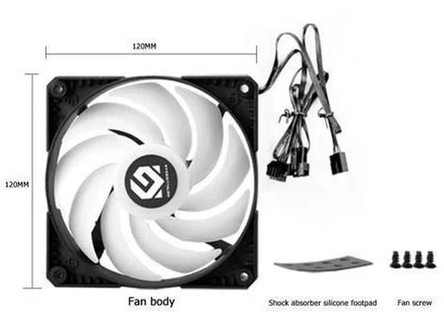 Alt view image 5 of 5 - 120mm/140mm 12V PC Computer Case Dual LED Ring Multicolor Cooling Fan DRGB 4Pin PWM Chassis Remote Control Heatsink Cooler