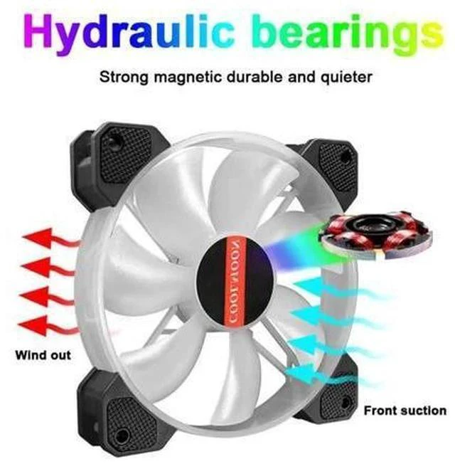 Alt view image 3 of 5 - Non-Slip Cooler LED RGB Accessories Adjustable Computer Case Fan Quiet PC Cooling 120mm Durable Remote Control Small
