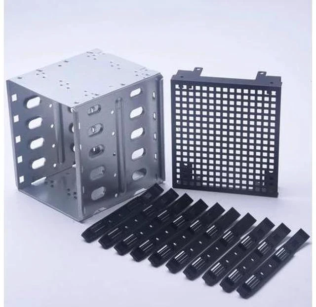 Alt view image 2 of 5 - 5.25" to 5x 3.5" SAS SATA HDD Hard Drive Cage Rack for Computer with Fan Space PC Supplies Stainless Steel Tray Caddy Adapter