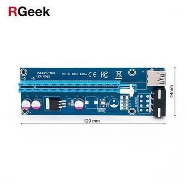 Alt view image 6 of 7 - 60cm PCI-E extender PCI Express pcie Riser Card 1x to 16x USB 3.0 SATA to 4Pin IDE Molex Power for BTC Mining Miner
