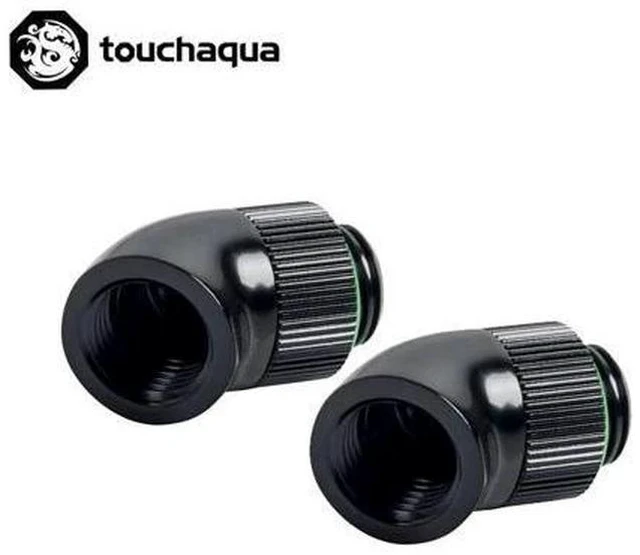 Main image of 2PCS Bitspower G1/4" Rotary 45 Degree Fittings,Computer Case Water Building Elbow Black ,Silver