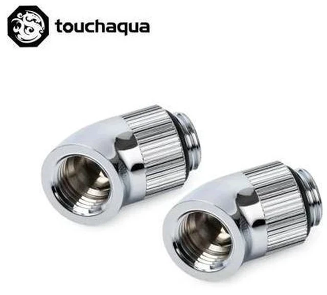 Alt view image 2 of 7 - 2PCS Bitspower G1/4" Rotary 45 Degree Fittings,Computer Case Water Building Elbow Black ,Silver