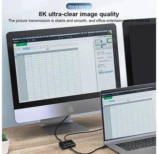Alt view image 4 of 7 - USB C two-way Switch 1x2/2x1 USB 3.1 splitter data video switcher 8K @ 30Hz PD 100W for PC monitor Mobile phone Multi-source