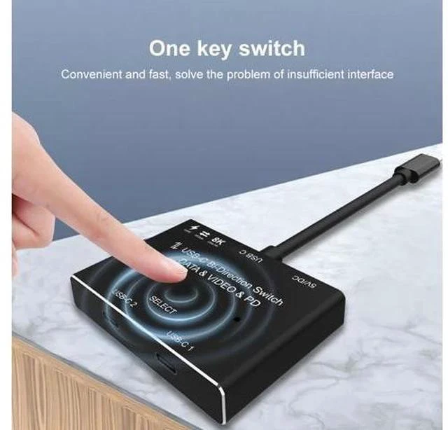 Alt view image 7 of 7 - USB C two-way Switch 1x2/2x1 USB 3.1 splitter data video switcher 8K @ 30Hz PD 100W for PC monitor Mobile phone Multi-source