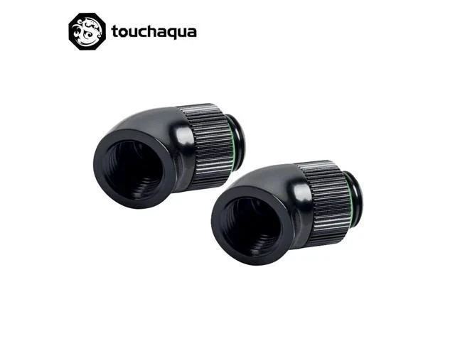 Alt view image 6 of 7 - 2PCS Bitspower G1/4" Rotary 45 Degree Fittings,Computer Case Water Building Elbow Black ,Silver