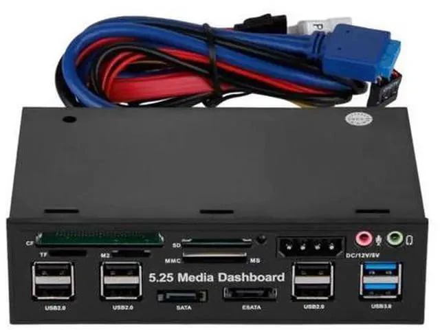 Main image of Hot Multifuntion 5.25" Media Dashboard Card Reader USB 2.0 USB 3.0 20 pin e-SATA SATA Front Panel