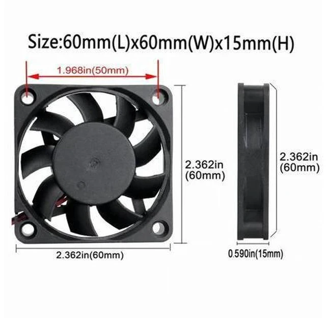 Alt view image 3 of 5 - 2Pcs/Lot 6015 60MM 5V 12V 24V 2Pin 3Pin USB Fan 60x60x15mm 6cm Brushless DC Cooling Fans CPU Cooler for Computer PC Case