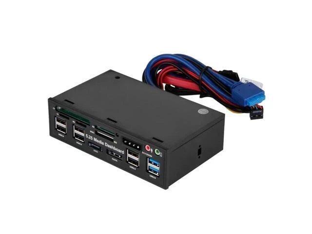 Alt view image 6 of 6 - Hot Multifuntion 5.25" Media Dashboard Card Reader USB 2.0 USB 3.0 20 pin e-SATA SATA Front Panel
