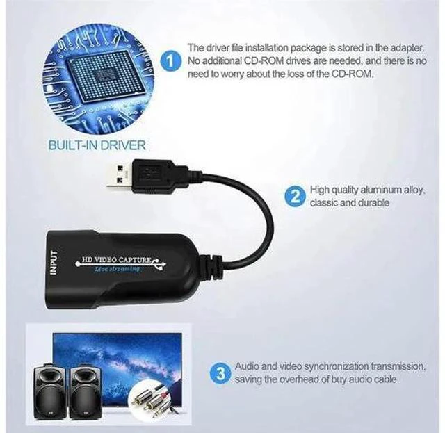 Alt view image 3 of 6 - 3.0 Video Capture Card for PS4 Streaming Convenient Compact to placa de video Game Grabber Adapter 1080P UVC ad UAC