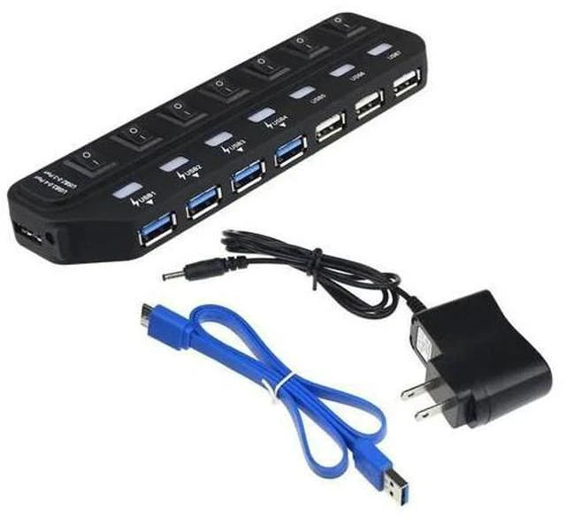 Main image of sale 7 Port Super Speed 5Gbps USB 3.0+USB 2.0 HUB With Power Adapter For PC Laptop