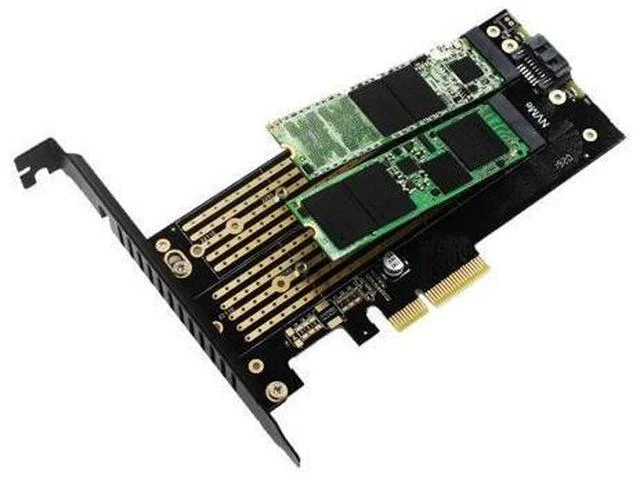 Alt view image 2 of 5 - SK7 M.2 NVMe SSD NGFF TO PCI-E Riser Card X4 Adapter M Key B KEY Dual Interface Card Support PCI Express3.0 Dual Voltage 12V+3.3V SATA3