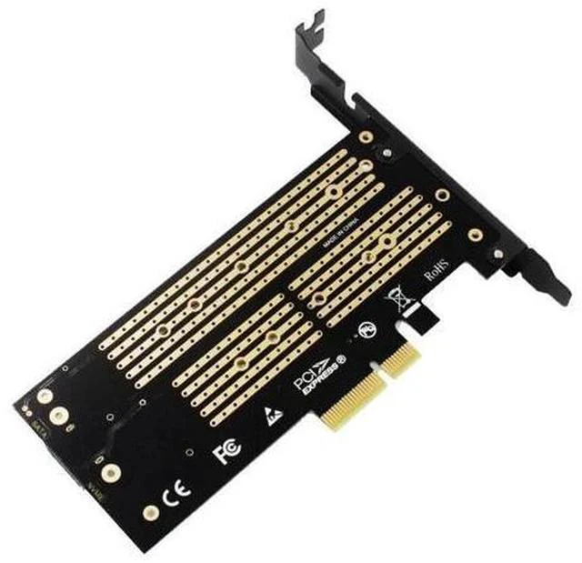 Alt view image 3 of 5 - SK7 M.2 NVMe SSD NGFF TO PCI-E Riser Card X4 Adapter M Key B KEY Dual Interface Card Support PCI Express3.0 Dual Voltage 12V+3.3V SATA3