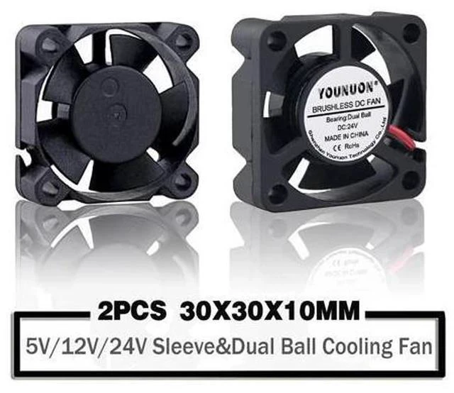 Main image of 2 Pieces 3010 3cm 30mm Cooling Fan 30x30x10mm DC Fan 24V 12V 5V Cooler Dual Ball Bearing DC Brushless Mini Cooler Cooling Fan