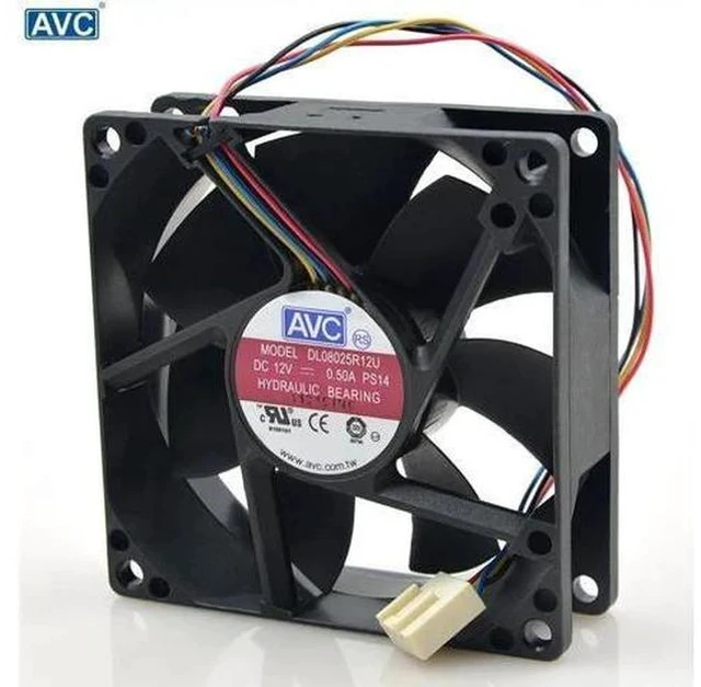 Main image of For AVC 8025 80mm x 80mm x 25mm DL08025R12U Hydraulic Bearing PWM Cooler Cooling Fan 12V 0.50A 4Wire 4Pin Connector