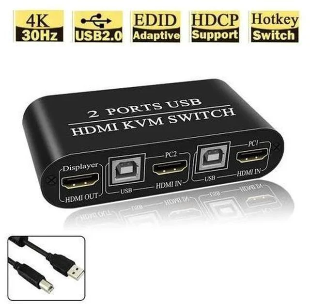 Main image of 2 Ports USB KVM Switch 2 in 1 HMDI out 4K 30HZ For PC Computer Monitor