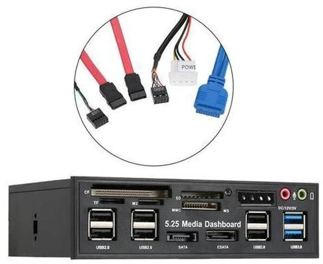 Main image of Card Reader USB 3.0 Front Panel Hub eSATA SATA Port Internal Card Reader PC Dashboard Media Front Panel Audio