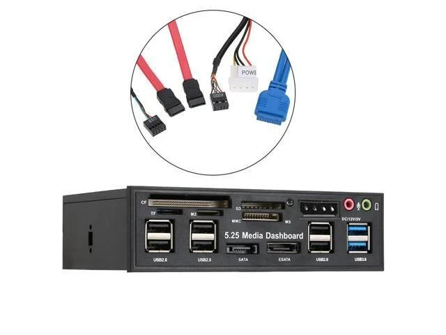 Alt view image 5 of 6 - Card Reader USB 3.0 Front Panel Hub eSATA SATA Port Internal Card Reader PC Dashboard Media Front Panel Audio