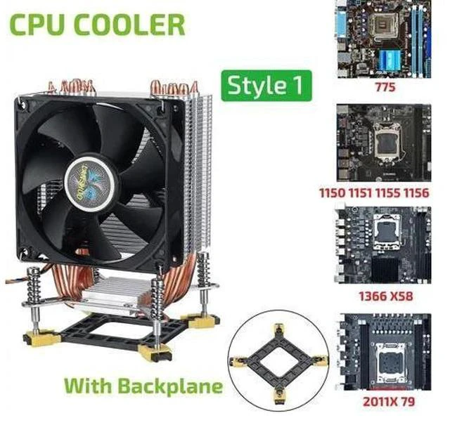 Alt view image 2 of 5 - 3/4 Pin PC CPU Cooler Heatsink 6 Heatpipes 9cm Quiet Fan Cooling Fan Cooler Radiator For 775 115X 1366 2011 X58 X79 X99 299