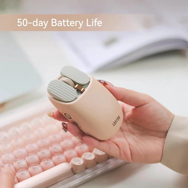 Alt view image 5 of 7 - Wavy Chips Dual-Mode Wireless Mouse with 5 Adjustable DPI Levels Compatible with Windows, MacOS, iOS, Android (Milk Tea)