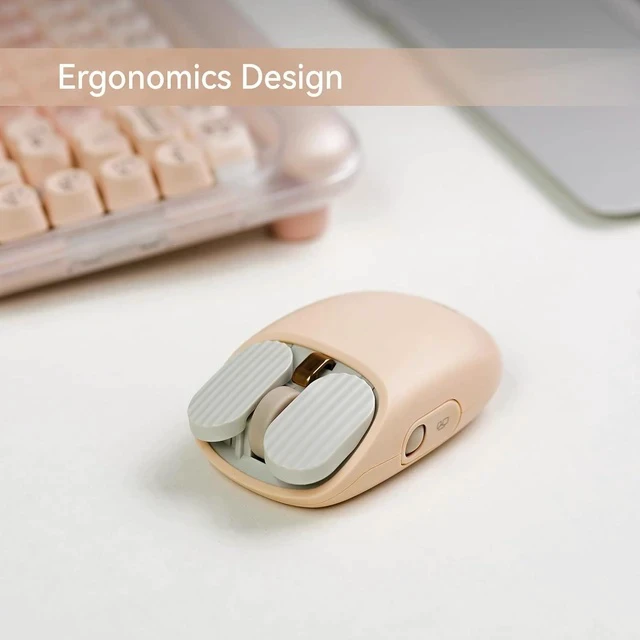 Alt view image 6 of 7 - Wavy Chips Dual-Mode Wireless Mouse with 5 Adjustable DPI Levels Compatible with Windows, MacOS, iOS, Android (Milk Tea)