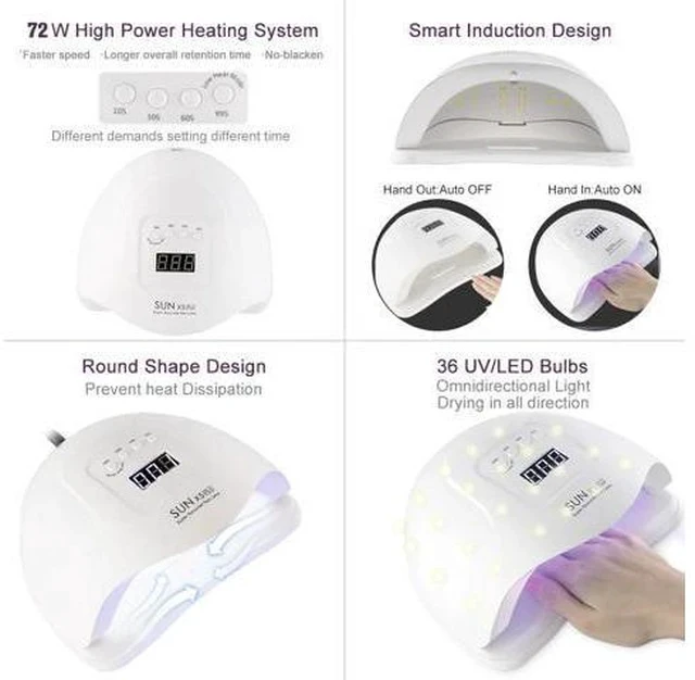 Alt view image 7 of 7 - 72/36W SUNX5 Plus UV LED Nail Lamp for Manicure Nail Dryer Machine 45/36 LED UV Ice Lamp For Drying Gel Polish with Auto Sensor