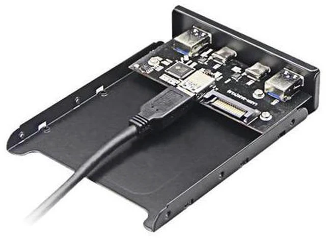 Alt view image 2 of 3 - 4 Ports multi USB-C USB 2.0 USB 3.0 Hub Splitter Front Panel Combo Bracket Adapter for Desktop 3.5 Inch Floppy Bay