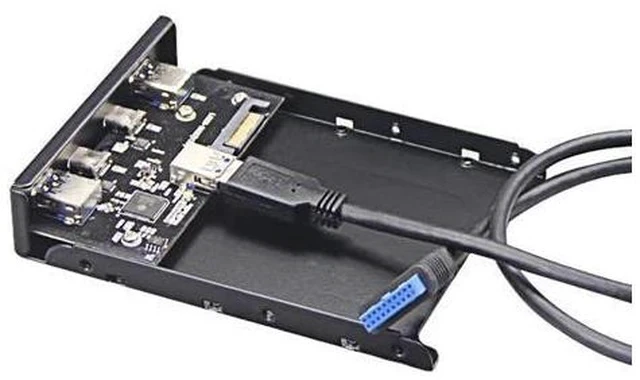 Alt view image 3 of 3 - 4 Ports multi USB-C USB 2.0 USB 3.0 Hub Splitter Front Panel Combo Bracket Adapter for Desktop 3.5 Inch Floppy Bay