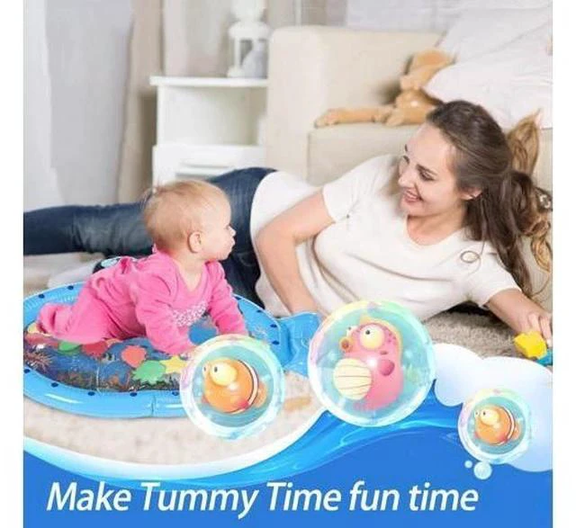 Alt view image 3 of 5 - Blue Sprinkler Play Mat With Cartoon Submarine Pattern For Kids Filling Fun Water Cushion Baby Toys Summer Play