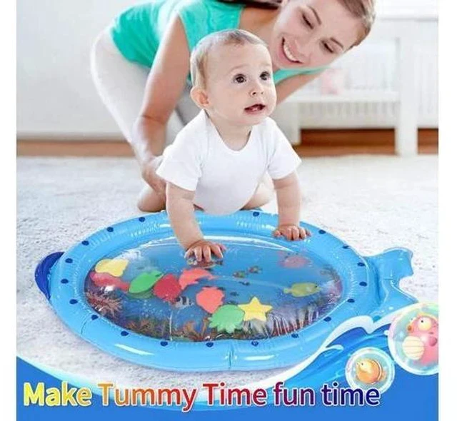 Alt view image 2 of 5 - Blue Sprinkler Play Mat With Cartoon Submarine Pattern For Kids Filling Fun Water Cushion Baby Toys Summer Play