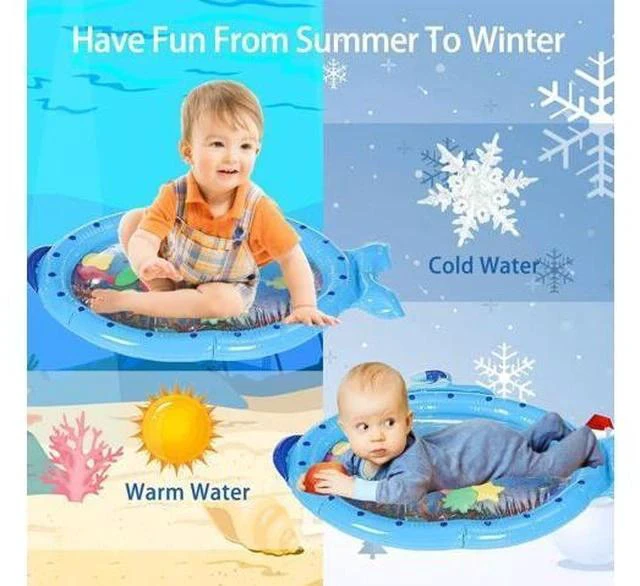 Alt view image 4 of 5 - Blue Sprinkler Play Mat With Cartoon Submarine Pattern For Kids Filling Fun Water Cushion Baby Toys Summer Play