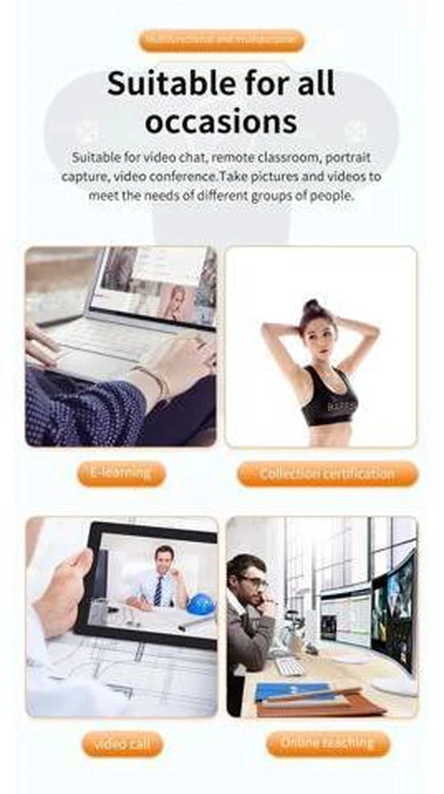 Alt view image 5 of 5 - 480P/720P/1080P/2K HD Webcam Web Camera With Microphone USB2.0 Web Cam For PC YouTube Skype Live Broadcast Video Calling Work