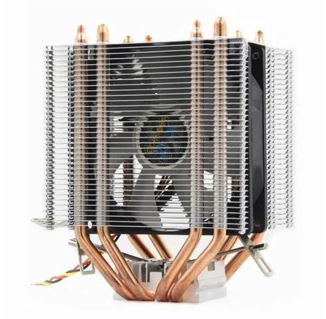 Alt view image 3 of 5 - 4 Heatpipe CPU Cooler Heatsink Cooling Quiet fans Radiator for Intel LAG 775 1155 1366 4 Heatpipe Dual Tower 4pin Cooler