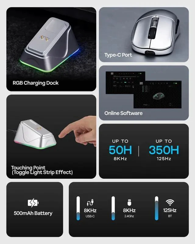 Alt view image 7 of 7 - G84 HE Wireless Hall Effect Keyboard+NEX Pro Wireless Gaming Mouse with RGB Charging Dock