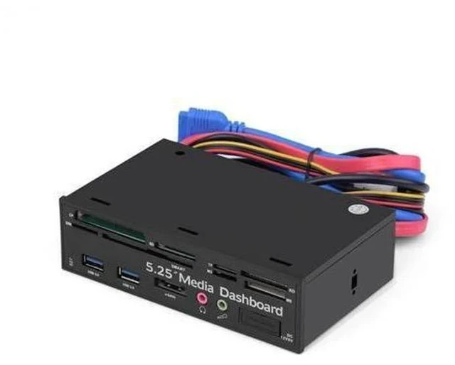 Alt view image 2 of 7 - 5.25inch PC Multifunction Media Dashboard USB3.0 e-SATA Power Port Audio SIM/SMART Multi Card Reader supports M2/TF/SD/XD/MS/CF