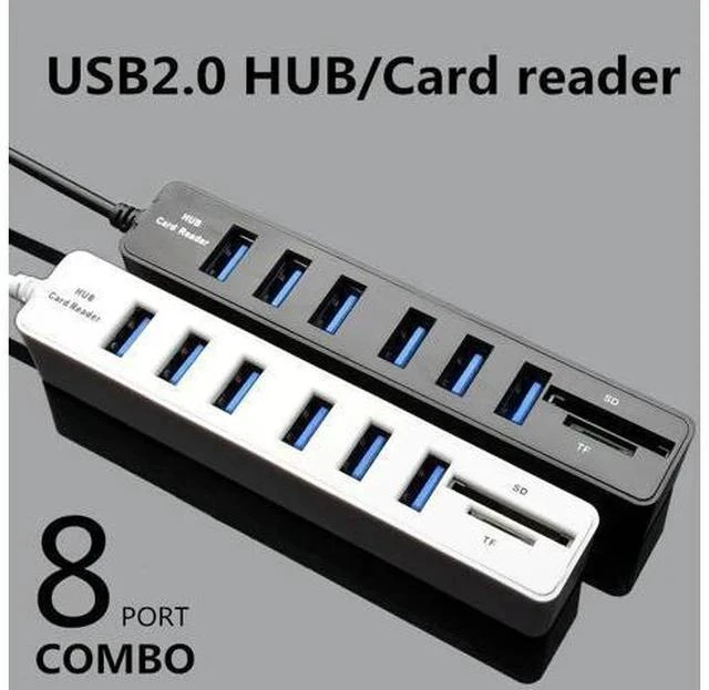 Alt view image 2 of 5 - Hub 8 in 1 Combo Splitter 6 Ports 2.0 High Speed Hub Micro Card Reader SD TF Multi All In One for PC Computer Accessories