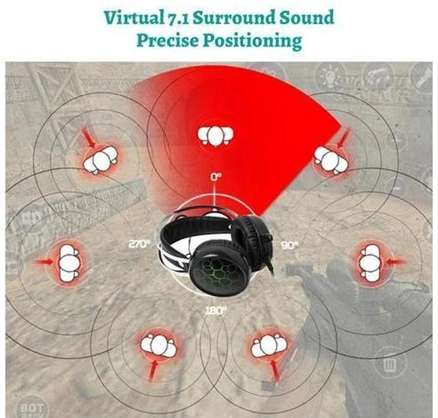 Alt view image 5 of 5 - 7.1 Gaming Headset with Microphone Headphones Surround Sound USB Wired Gamer Earphone for PC Computer Xbox One PS4 RGB Light