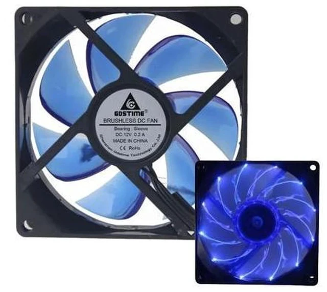 Alt view image 2 of 5 - LED Light 92mm 12V 3Pin 9225S 92x92x25mm PC Case Cooler Cooling Fan