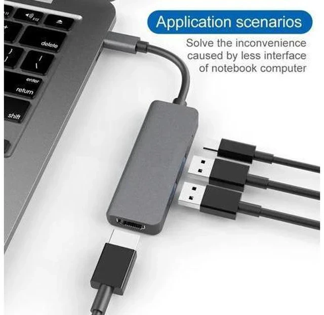 Alt view image 2 of 5 - Thunderbolt 4 in1 USB-C to Adapter 2x USB3.0 Type-C PD Hub For P20 Pro Dex Galaxy S9/S8