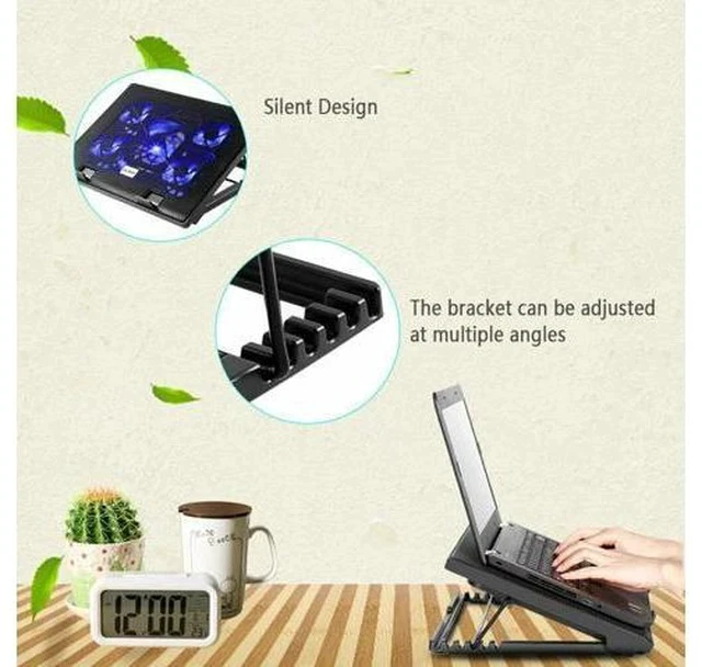 Alt view image 4 of 7 - Cooling Cooler Pad Stand 5 Fan 2 USB Computer Mat for 11"-17" Notebook