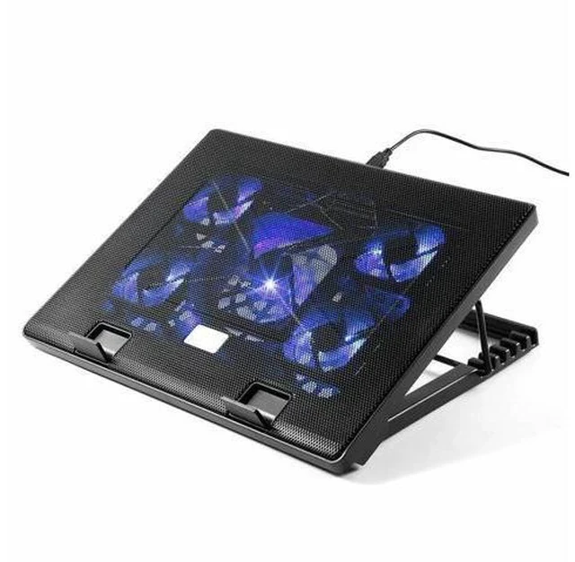 Alt view image 3 of 7 - Cooling Cooler Pad Stand 5 Fan 2 USB Computer Mat for 11"-17" Notebook