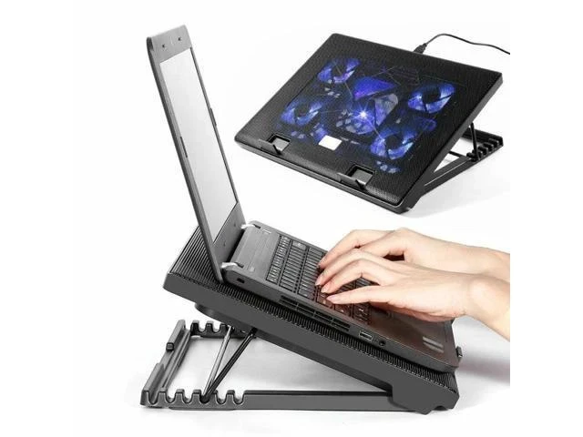 Alt view image 6 of 7 - Cooling Cooler Pad Stand 5 Fan 2 USB Computer Mat for 11"-17" Notebook