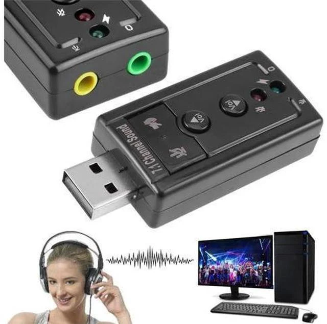 Main image of Headset Supports 3D Sound 7.1 External USB Sound Card Audio Adapter AUX Headphone Microphone Converter