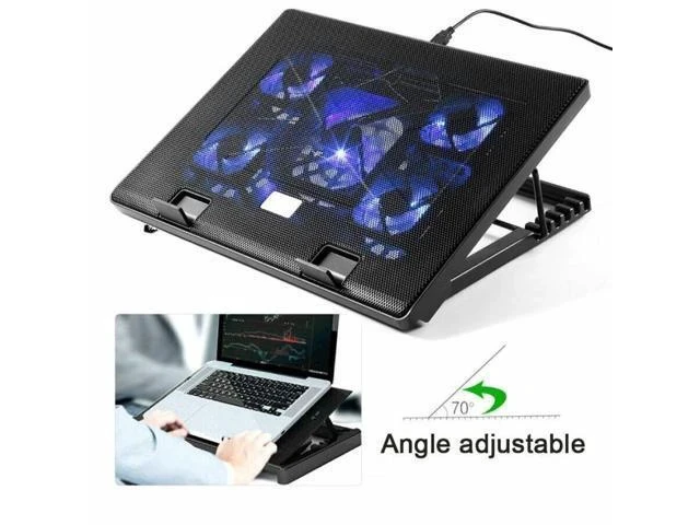 Alt view image 7 of 7 - Cooling Cooler Pad Stand 5 Fan 2 USB Computer Mat for 11"-17" Notebook