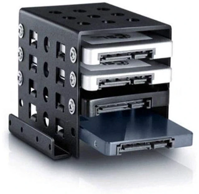 Alt view image 4 of 5 - 4 Bay 2.5 to 3.5" HDD Rack Converter SSD Adapter Mounting Bracket Hard Drive Disk Holder Rack